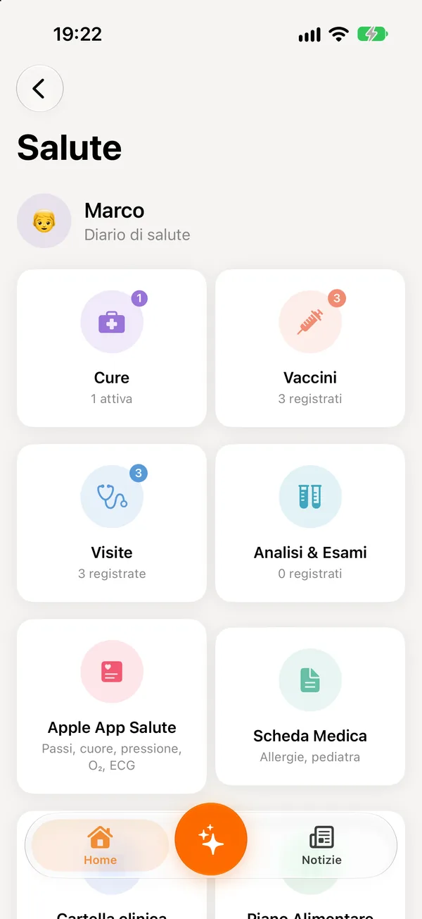 Il diario di salute di Marco: cure, vaccini e visite