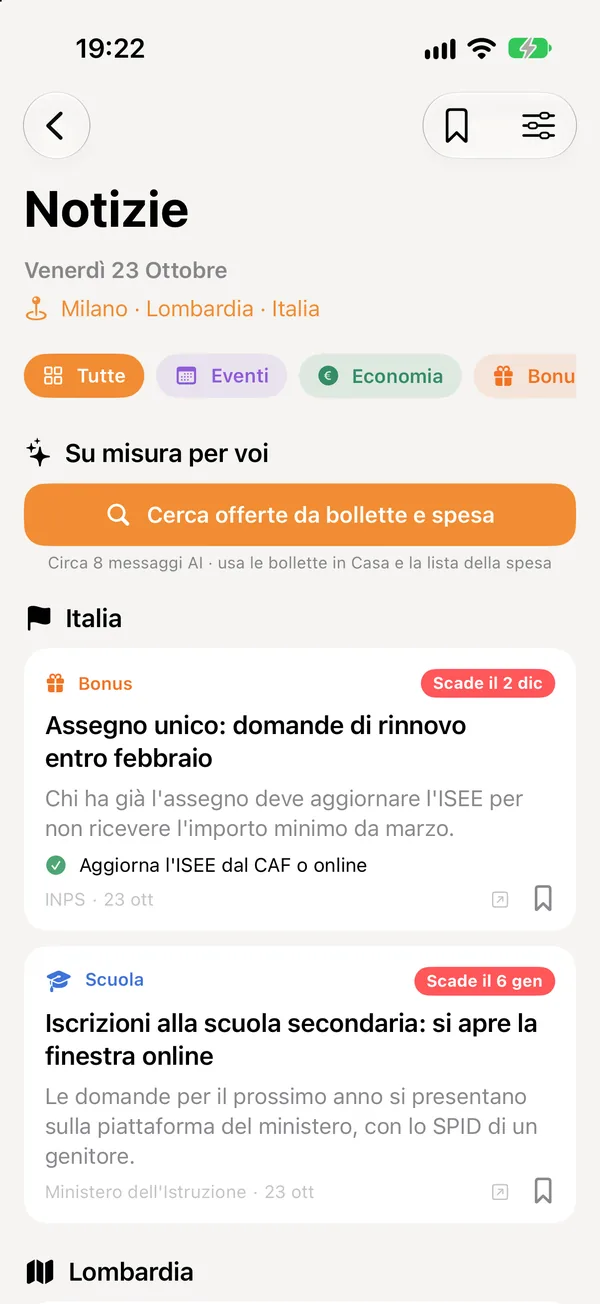 Le notizie della famiglia, da Milano all'Italia